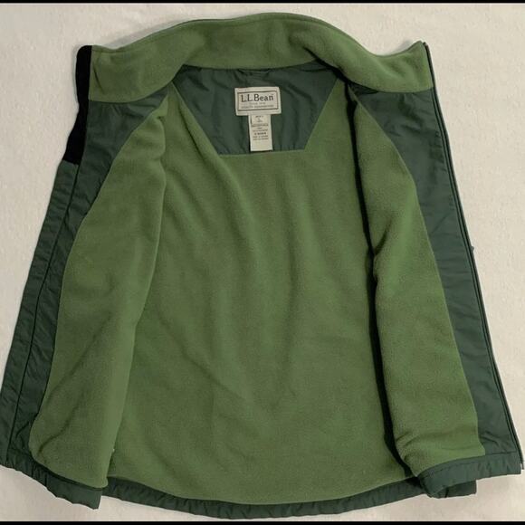 L.L. Bean Men's L Green Nylon/Fleece Zip Front Vest SUPER CLEAN - Picture 7 of 9